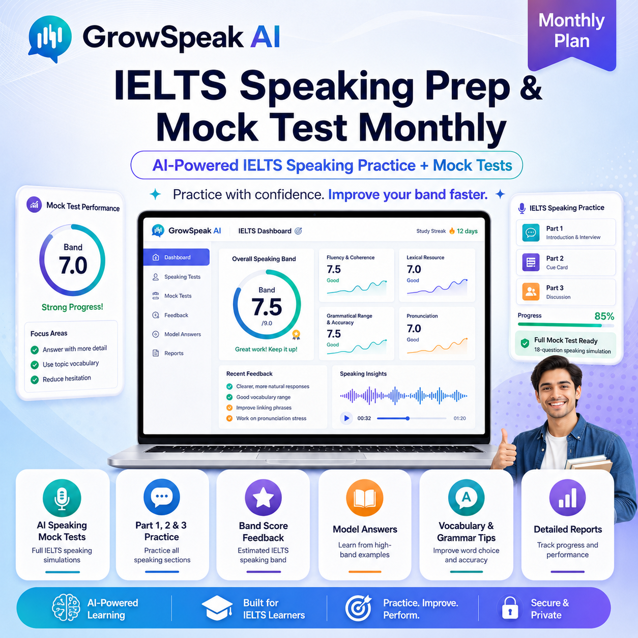 Sale! Awaiting product image GrowSpeak AI IELTS Speaking Prep and Mock Test