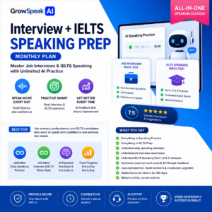 GrowSpeak AI Interview + IELTS – Monthly